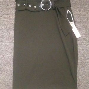 IRIS olive pencil skirt with matching belt size small